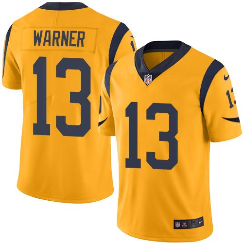 Nike Rams #13 Kurt Warner Gold Men's Stitched NFL Limited Rush Jersey